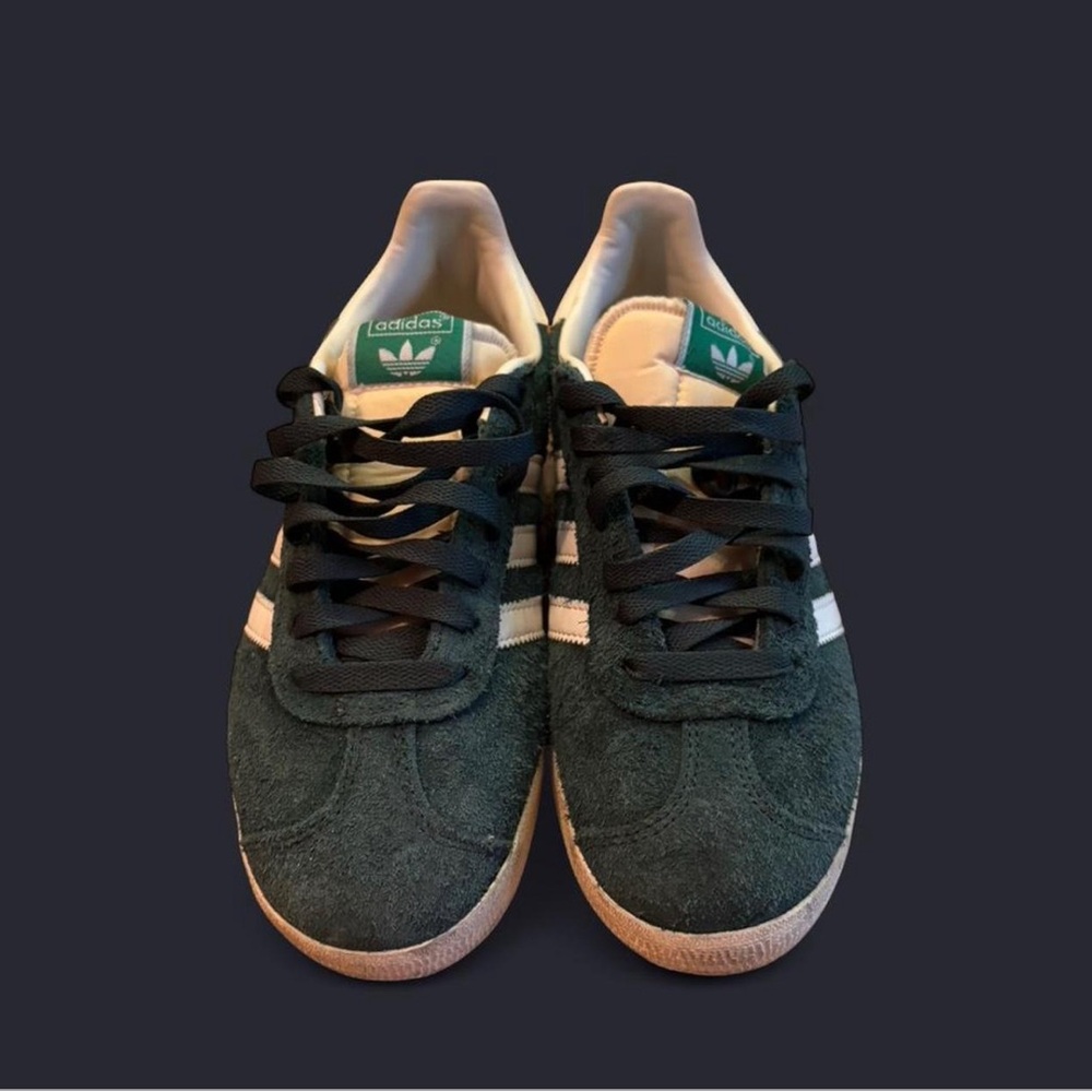 Adidas Men's Dark Green and White Sneakers